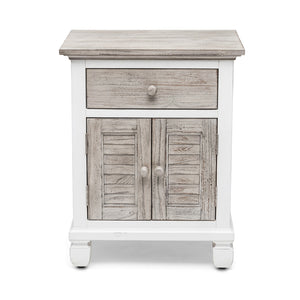 Seawinds Islamorada Clean White & Grey 1-Drawer 2-Door Electrified Coastal Nightstand