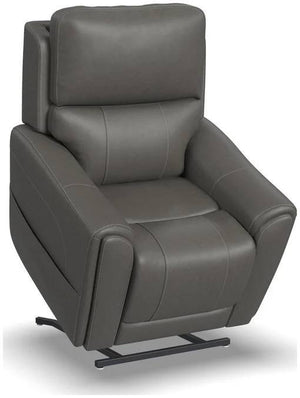 Carter Smoke Fabric Power Lift Recliner with Power Headrest, Lumbar, Heat & Massage