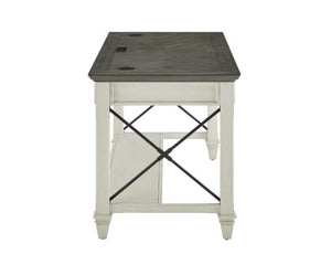 Martin Furniture Hartford Linen White Writing Desk with Gray Patterned Top