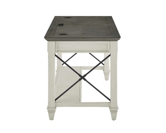 Martin Furniture Hartford Linen White Writing Desk with Gray Patterned Top