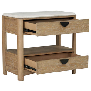 Parker House Escape Glazed Natural Oak 2-Drawer Nightstand with Stone Top