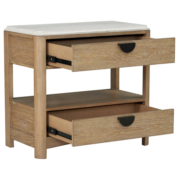 Parker House Escape Glazed Natural Oak 2-Drawer Nightstand with Stone Top