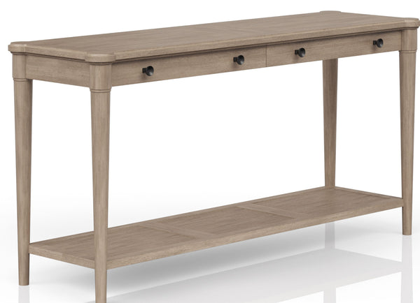 Heritage Coastal Breeze Living 2-Drawer Sofa Table with Shelf in Sand Finish