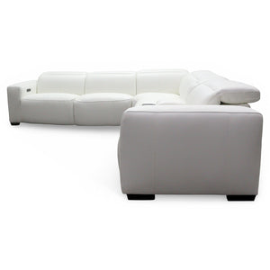 Aspen 6-Piece Power Reclining Sectional in Snow White Leather