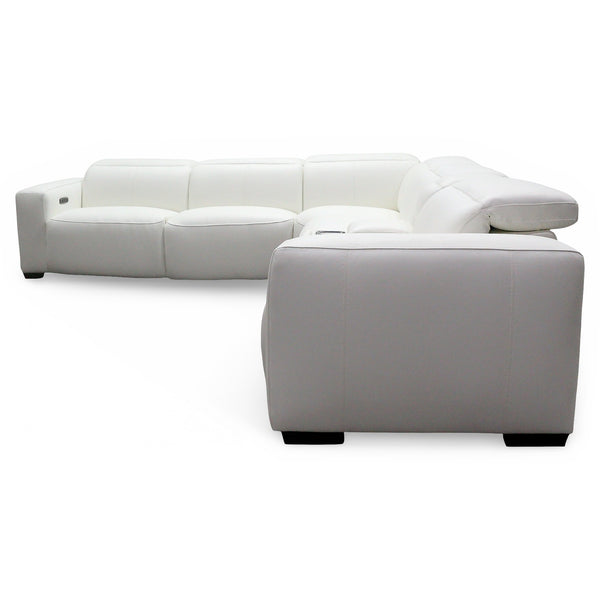 Aspen 6-Piece Power Reclining Sectional in Snow White Leather