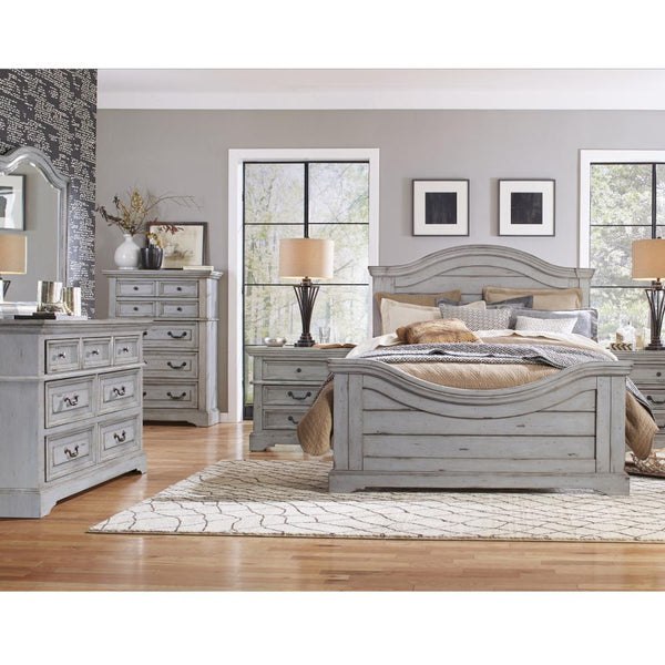 American Woodcrafters Stonebrook King Panel Headboard Light Distressed Antique Gray