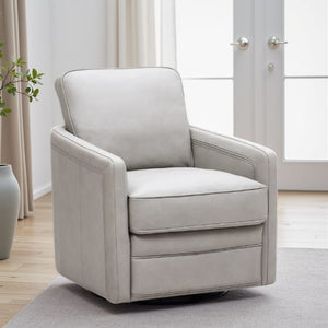 Leather Italia Turner Stone Leather Swivel Glider Chair