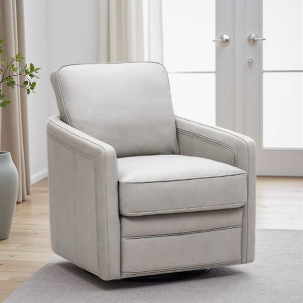 Leather Italia Turner Stone Leather Swivel Glider Chair
