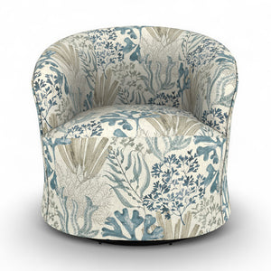 Best Home Kahlari Ocean Fabric Swivel Glider Barrel Chair