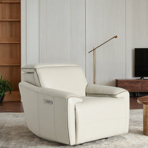 Futura Onyx Beige Leather Power Recliner