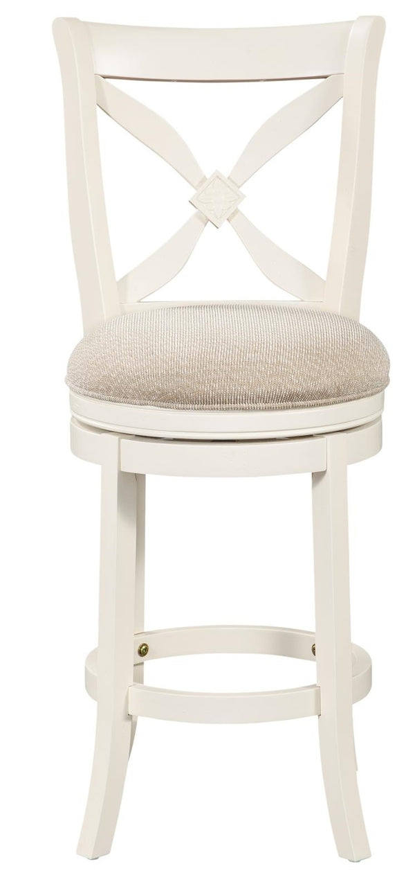 American Woodcrafters Accera Wood Frame Stool Distressed Antique White