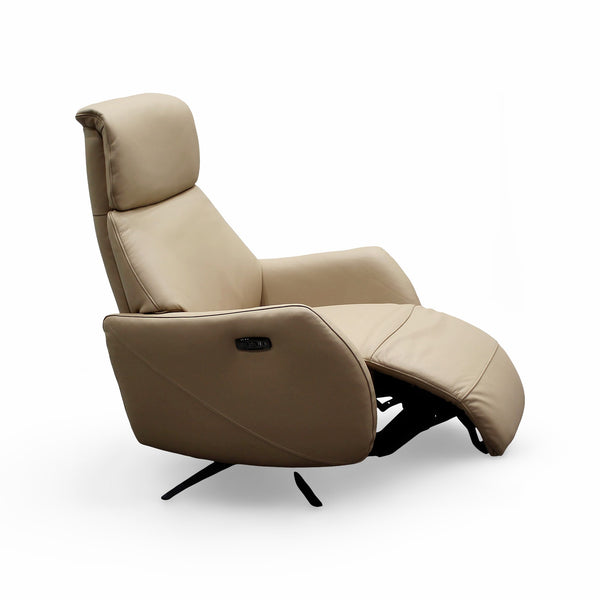 HTL Nude Leather Power TV Recliner Chair