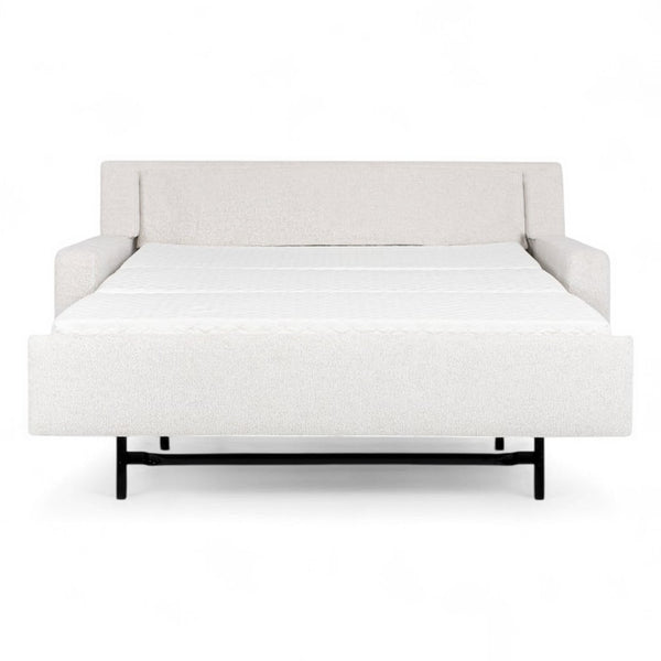 American Leather Lyons 69 Apollo Dakota Cream Fabric Twin Loveseat Sleeper with Mink Finish