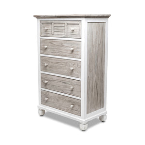Seawinds Islamorada Clean White & Grey Distressed Grey 5-Drawer Chest