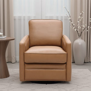 Leather Italia Turner Camel Leather Swivel Glider Chair