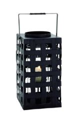 UMA Home Decor Black Metal Pillar Candle Lattern 8X8X20