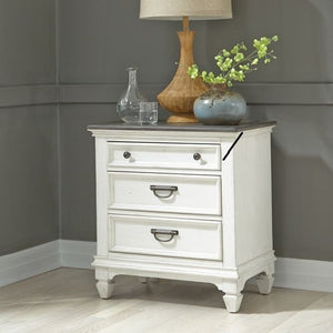 Liberty Furniture Allyson Park Wire Brushed White 3-Door Whie Nightstand with Charging Station