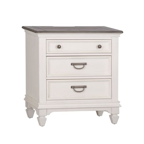 Liberty Furniture Allyson Park Wire Brushed White 3-Door Whie Nightstand with Charging Station