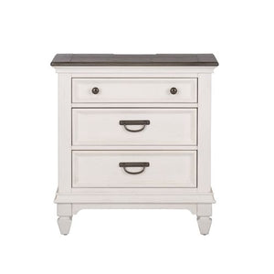 Liberty Furniture Allyson Park Wire Brushed White 3-Door Whie Nightstand with Charging Station