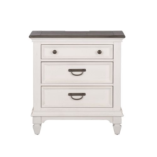 Liberty Furniture Allyson Park Wire Brushed White 3-Door Whie Nightstand with Charging Station