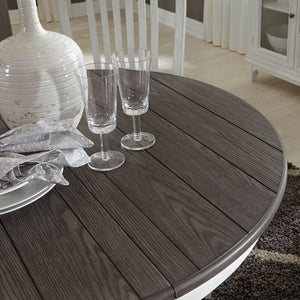 Liberty Allyson Park Wire Brushed White Round Dining Table with Charcoal Top & 4 Slat Back Side Chairs