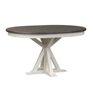 Liberty Allyson Park Wire Brushed White Round Dining Table with Charcoal Top & 4 Slat Back Side Chairs