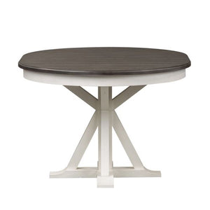 Liberty Allyson Park Wire Brushed White Round Dining Table with Charcoal Top & 4 Slat Back Side Chairs