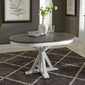 Liberty Allyson Park Wire Brushed White Round Dining Table with Charcoal Top & 4 Slat Back Side Chairs