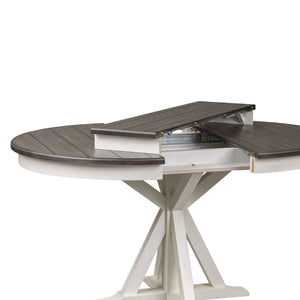 Liberty Allyson Park Wire Brushed White Round Dining Table with Charcoal Top & 4 Slat Back Side Chairs