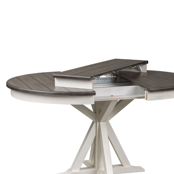 Liberty Allyson Park Wire Brushed White Round Dining Table with Charcoal Top & 4 Slat Back Side Chairs