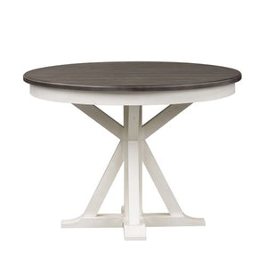 Liberty Allyson Park Wire Brushed White Round Dining Table with Charcoal Top & 4 Slat Back Side Chairs