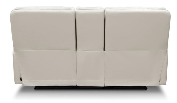 Moto Motion Harmony Console Loveseat with Home Theater & Multi Media & Air Massage & 3-Zone Heating & Zero Gravity In Sorrento Dove Leather
