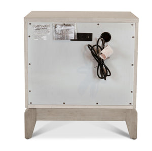 Seawinds Finn & Louise Manhattan Valley 3 Drawer Nightstand with Power and USB A + C. Mappa Burl Light