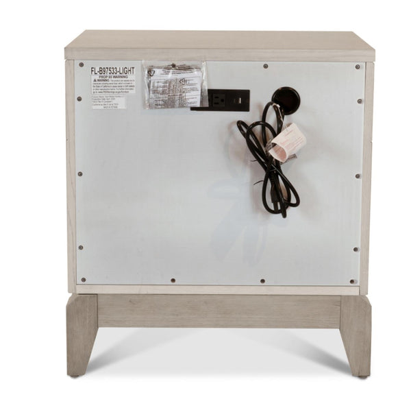 Seawinds Finn & Louise Manhattan Valley 3 Drawer Nightstand with Power and USB A + C. Mappa Burl Light