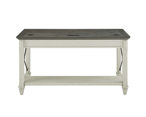 Martin Furniture Hartford Linen White Writing Desk with Gray Patterned Top