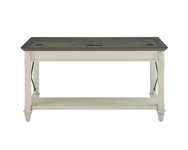 Martin Furniture Hartford Linen White Writing Desk with Gray Patterned Top