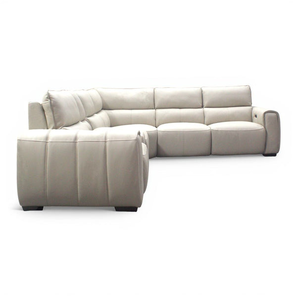 HTL Laguna Leather 6-Piece Power Sectional in Oatmeal