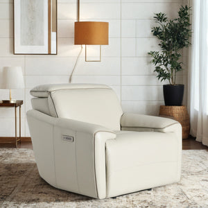 Futura Onyx Beige Leather Power Recliner