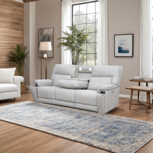 Moto Motion Harmony Triple Power Sofa with Home Theater & Middle Speaker & Air Massage & 3-Zone Heating & Zero Gravity In Sorrento Dove Leather