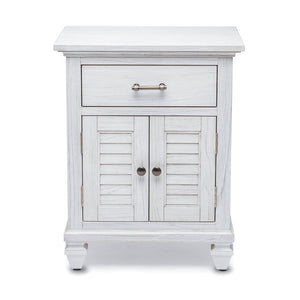 Seawinds Surfside 1-Drawer 2-Door Nightstand with Weathered White Finish