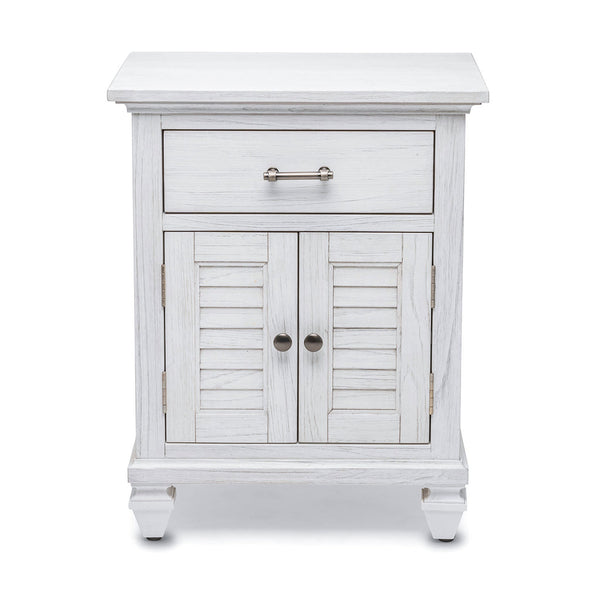 Seawinds Surfside 1-Drawer 2-Door Nightstand with Weathered White Finish