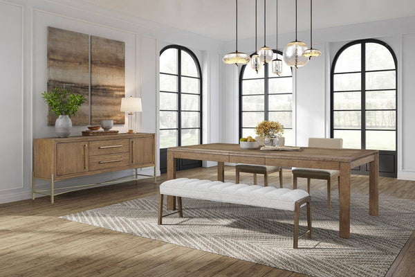 Heritage Serenity Leg Dining Table with Leaf & Rounded Waterfall Edges in Latte Finish