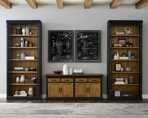 Martin Furniture Toulouse Aged Ebony Two Bookcases with Ladder Set
