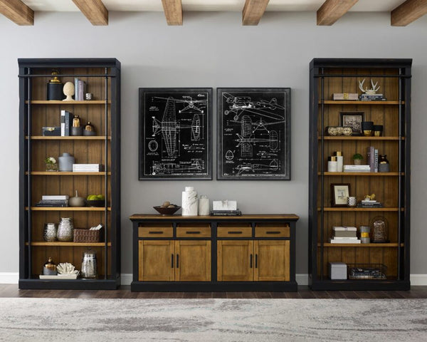 Martin Furniture Toulouse Aged Ebony Two Bookcases with Ladder Set