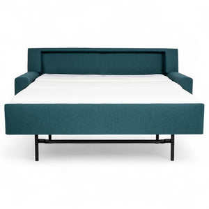 American Leather Bryson 75 Inch Pashmina Teal Fabric Queen Comfort Sleeper with Polished Nickel Finish