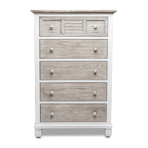 Seawinds Islamorada Clean White & Grey Distressed Grey 5-Drawer Chest