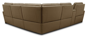 Moto Motion Melody 6-Piece Triple Power Cappuccino Leather Sectional with Speaker Audio Headrests