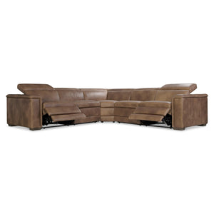 Bernhardt Lioni Brown Luxury Leather Power Motion Sectional