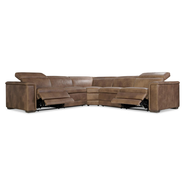 Bernhardt Lioni Brown Luxury Leather Power Motion Sectional