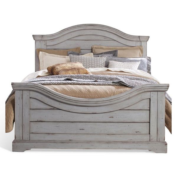 American Woodcrafters Complete Queen Bedroom Set Panel Bed, Dresser, Mirror, Chest & Nightstand Light Distressed Antique Gray Stonebrook